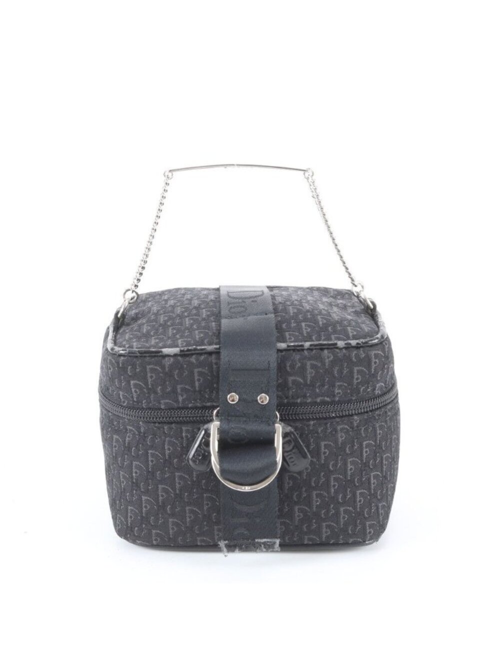 Dior Trotter Chain Handle Leather Vanity Handbag Tote Black